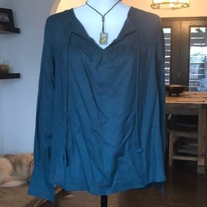 Old Navy teal peasant top